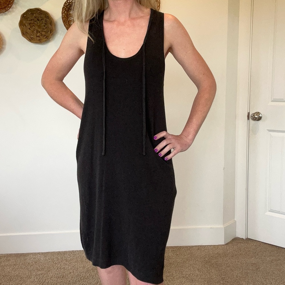 DUFFY •L• lightweight cotton blend mesh panel beach/pool coverup summer dress